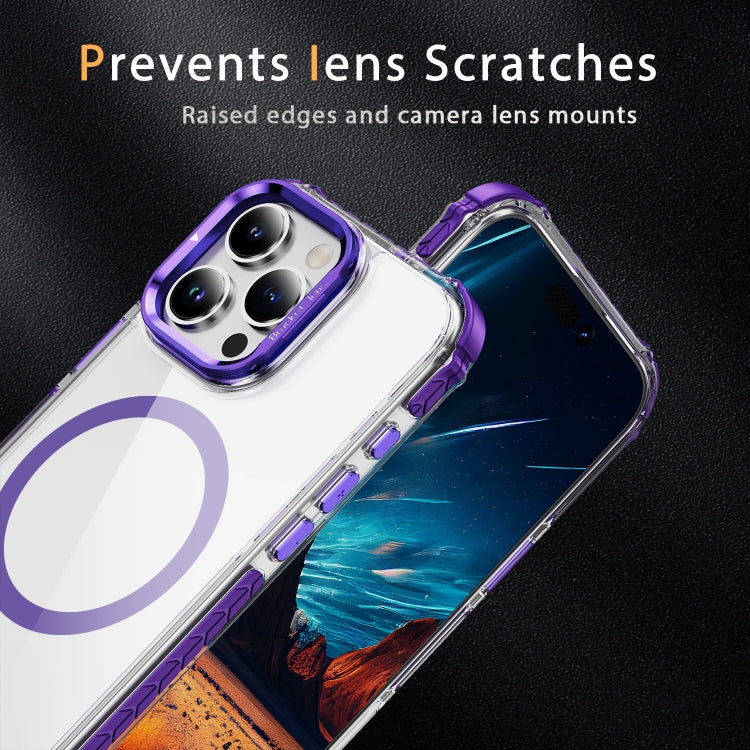 For iPhone 16 Pro Rainbow Series Transparent MagSafe Lens Holder Phone Case