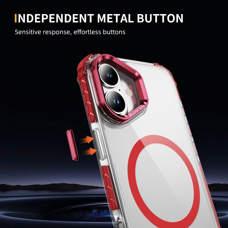 For iPhone 16 Plus Rainbow Series Transparent MagSafe Lens Holder Phone Case