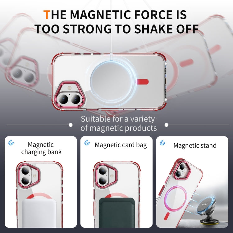 For iPhone 16 Rainbow Series Transparent MagSafe Lens Holder Phone Case