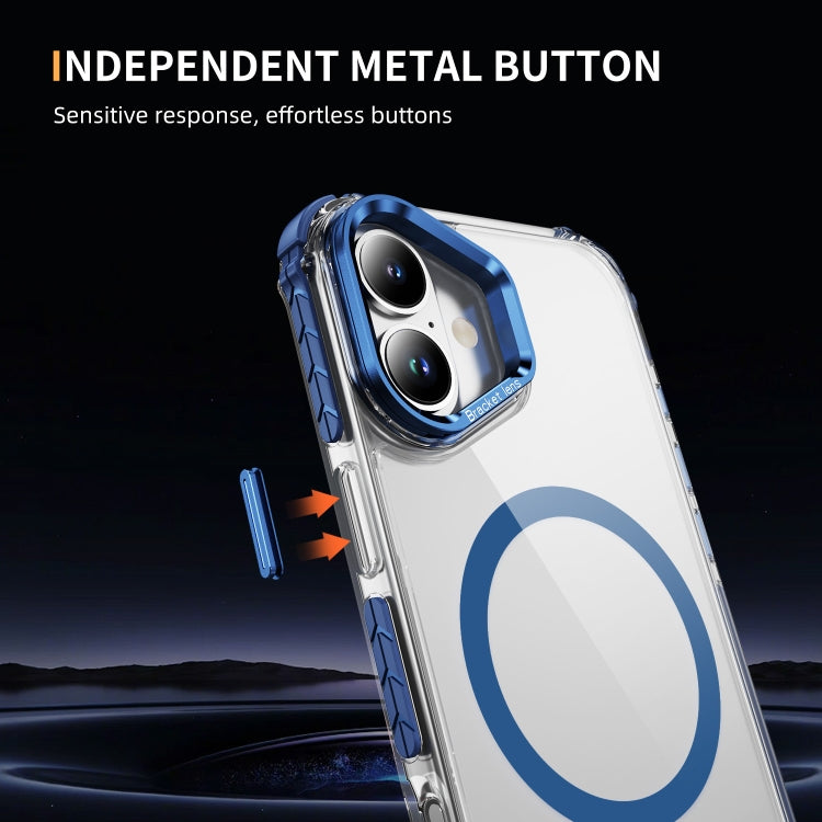 For iPhone 16 Rainbow Series Transparent MagSafe Lens Holder Phone Case
