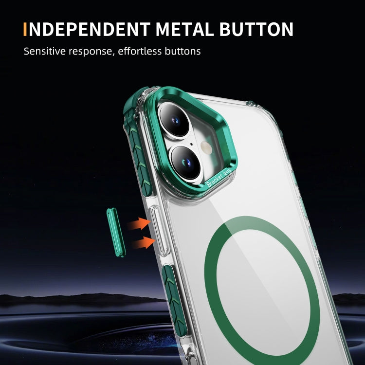 For iPhone 16 Rainbow Series Transparent MagSafe Lens Holder Phone Case