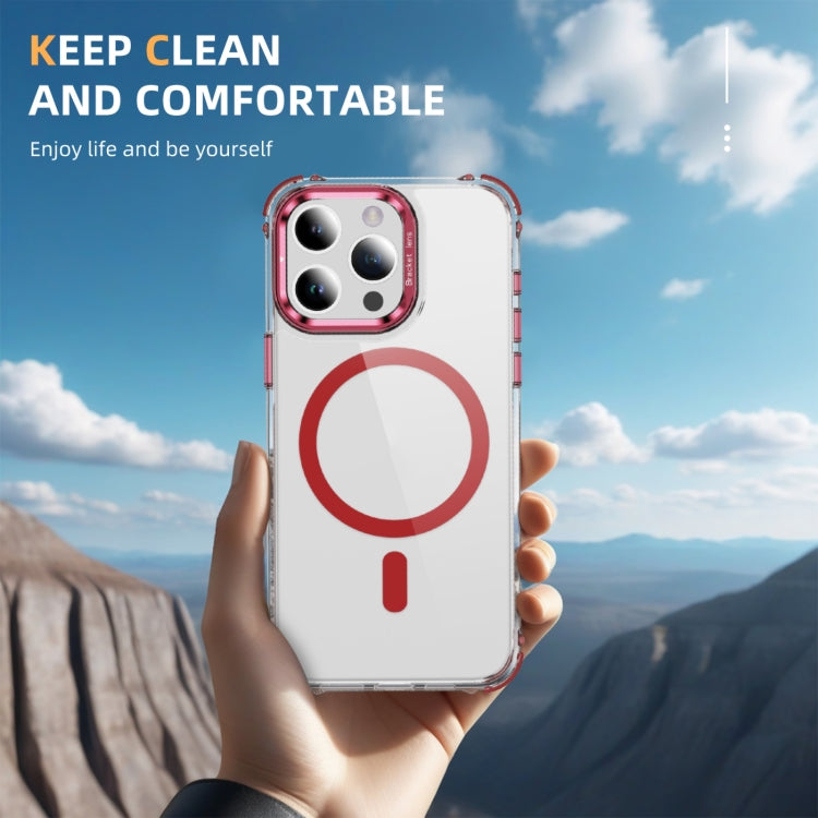 For iPhone 15 Pro Max Rainbow Series Transparent MagSafe Lens Holder Phone Case