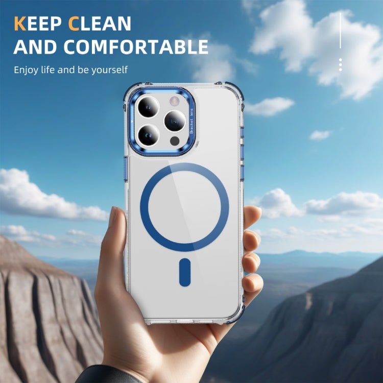 For iPhone 15 Pro Max Rainbow Series Transparent MagSafe Lens Holder Phone Case