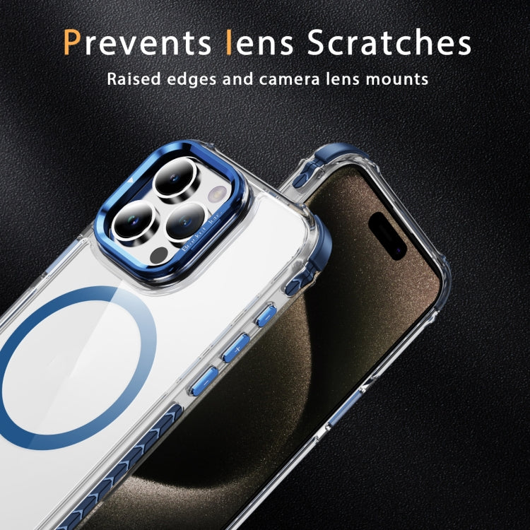 For iPhone 15 Pro Max Rainbow Series Transparent MagSafe Lens Holder Phone Case