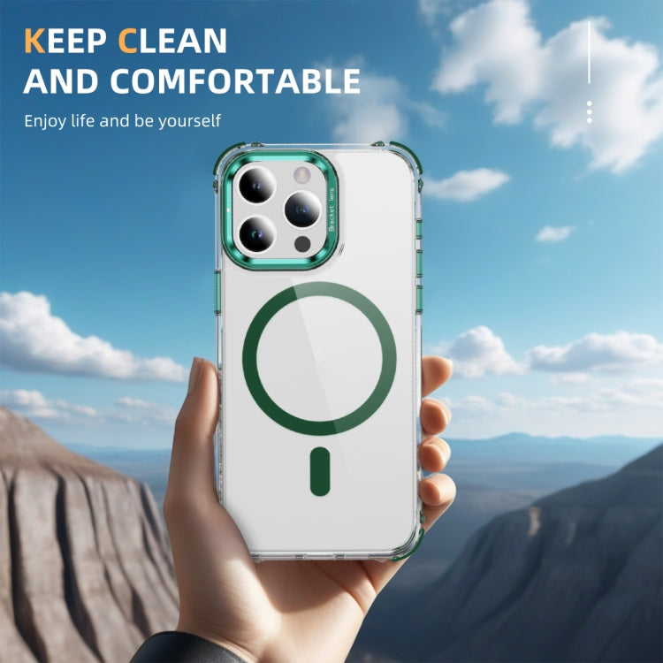 For iPhone 15 Pro Max Rainbow Series Transparent MagSafe Lens Holder Phone Case