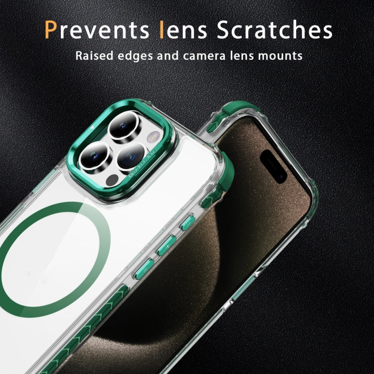 For iPhone 15 Pro Max Rainbow Series Transparent MagSafe Lens Holder Phone Case