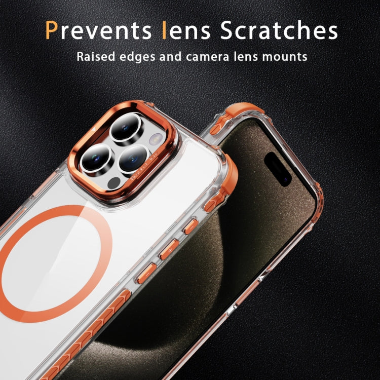 For iPhone 15 Pro Rainbow Series Transparent MagSafe Lens Holder Phone Case