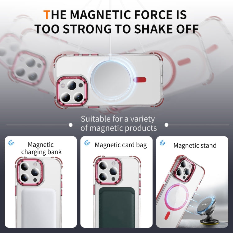 For iPhone 15 Pro Rainbow Series Transparent MagSafe Lens Holder Phone Case