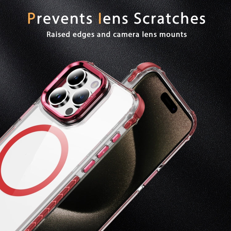 For iPhone 15 Pro Rainbow Series Transparent MagSafe Lens Holder Phone Case