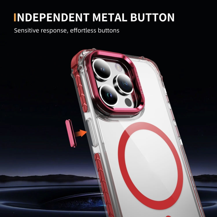 For iPhone 15 Pro Rainbow Series Transparent MagSafe Lens Holder Phone Case