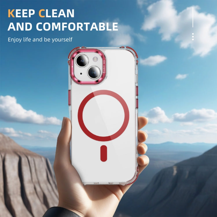 For iPhone 15 Plus Rainbow Series Transparent MagSafe Lens Holder Phone Case