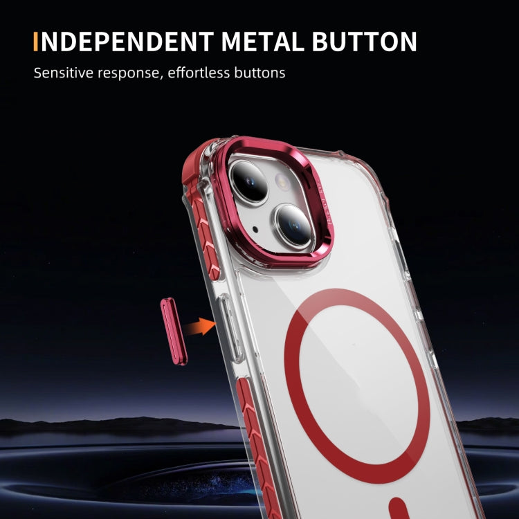 For iPhone 15 Plus Rainbow Series Transparent MagSafe Lens Holder Phone Case