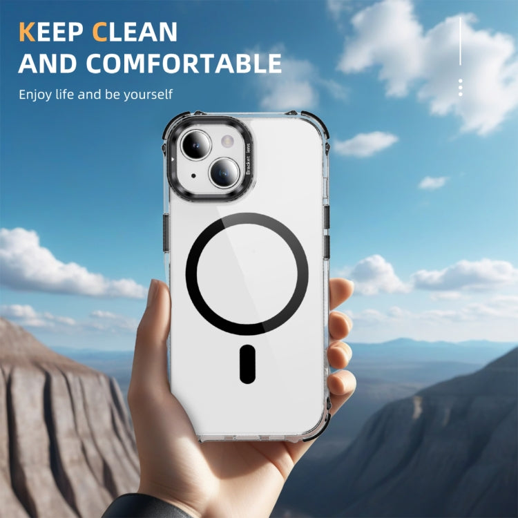 For iPhone 14 Plus Rainbow Series Transparent MagSafe Lens Holder Phone Case