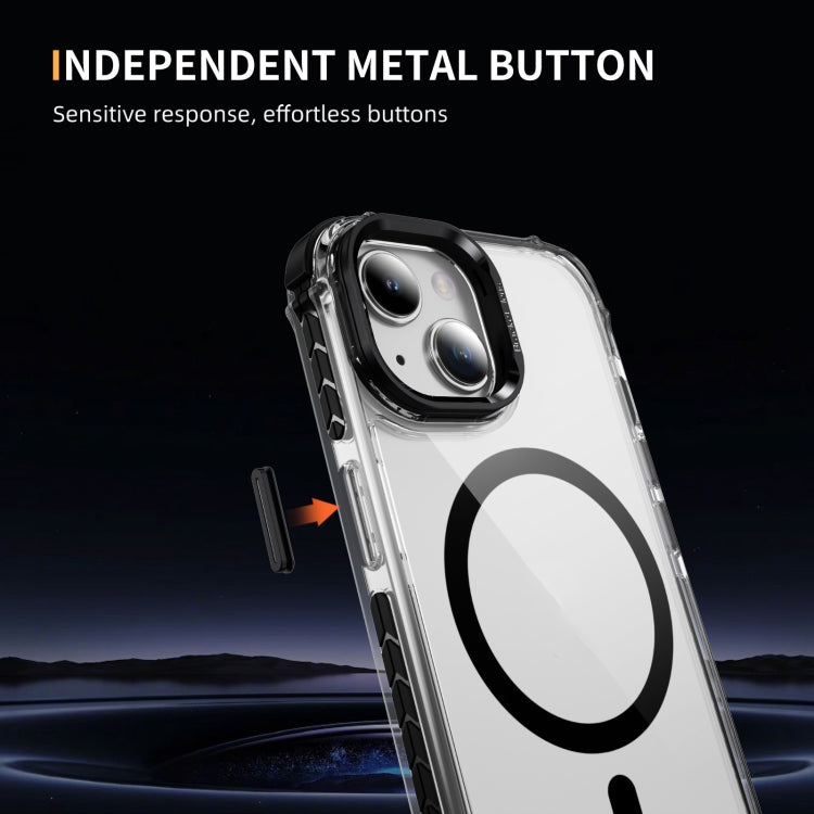 For iPhone 14 Plus Rainbow Series Transparent MagSafe Lens Holder Phone Case