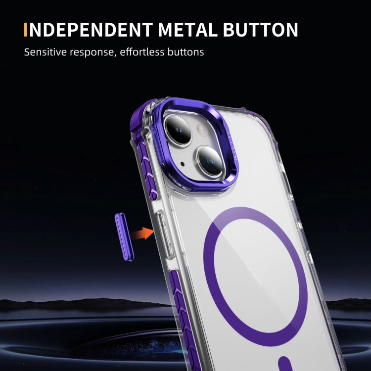 For iPhone 14 Plus Rainbow Series Transparent MagSafe Lens Holder Phone Case