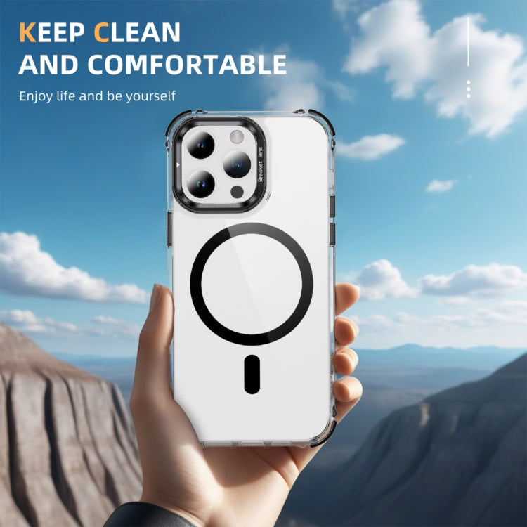 For iPhone 14 Pro Rainbow Series Transparent MagSafe Lens Holder Phone Case