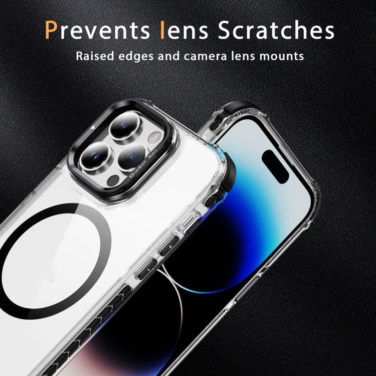 For iPhone 14 Pro Rainbow Series Transparent MagSafe Lens Holder Phone Case