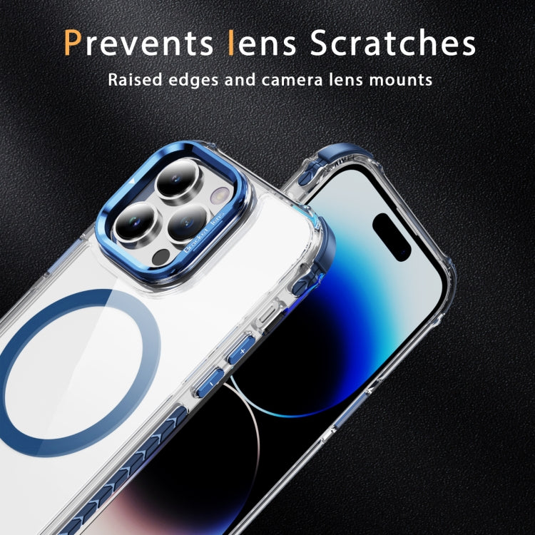 For iPhone 14 Pro Rainbow Series Transparent MagSafe Lens Holder Phone Case