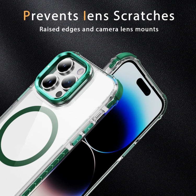 For iPhone 14 Pro Rainbow Series Transparent MagSafe Lens Holder Phone Case