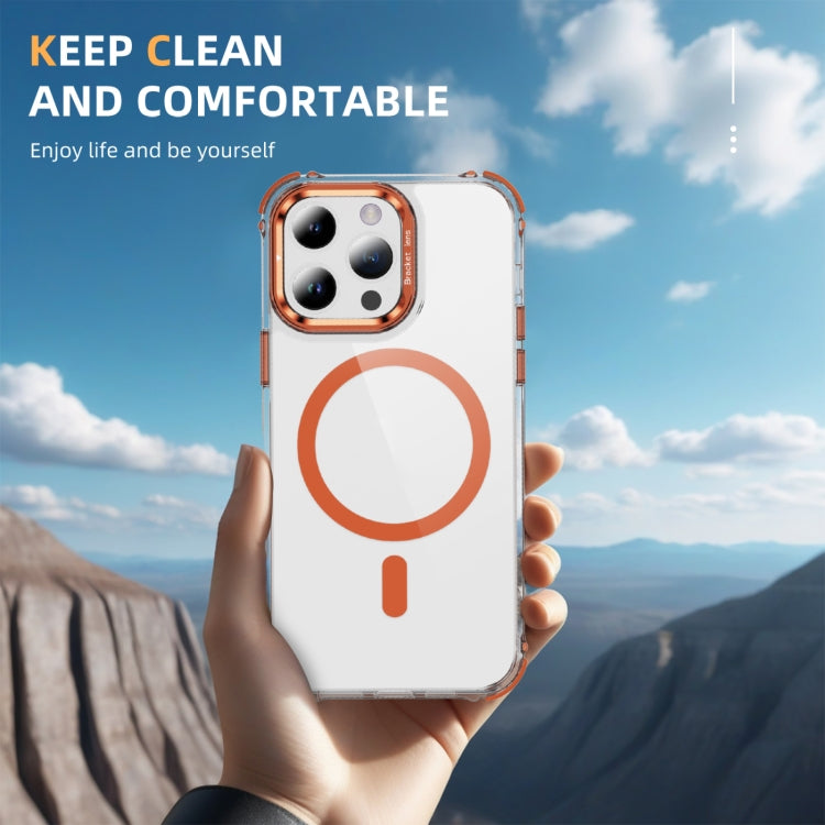 For iPhone 14 Pro Max Rainbow Series Transparent MagSafe Lens Holder Phone Case