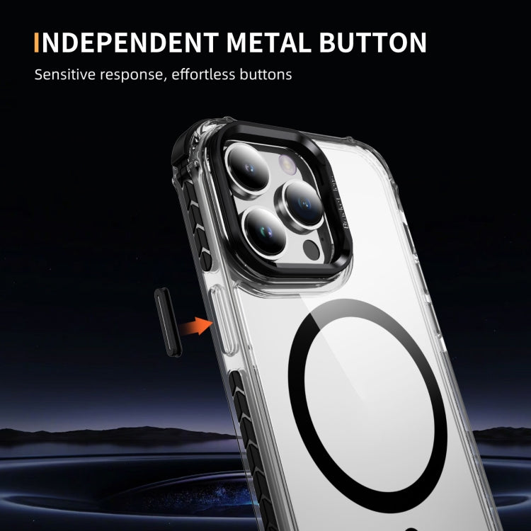 For iPhone 14 Pro Max Rainbow Series Transparent MagSafe Lens Holder Phone Case