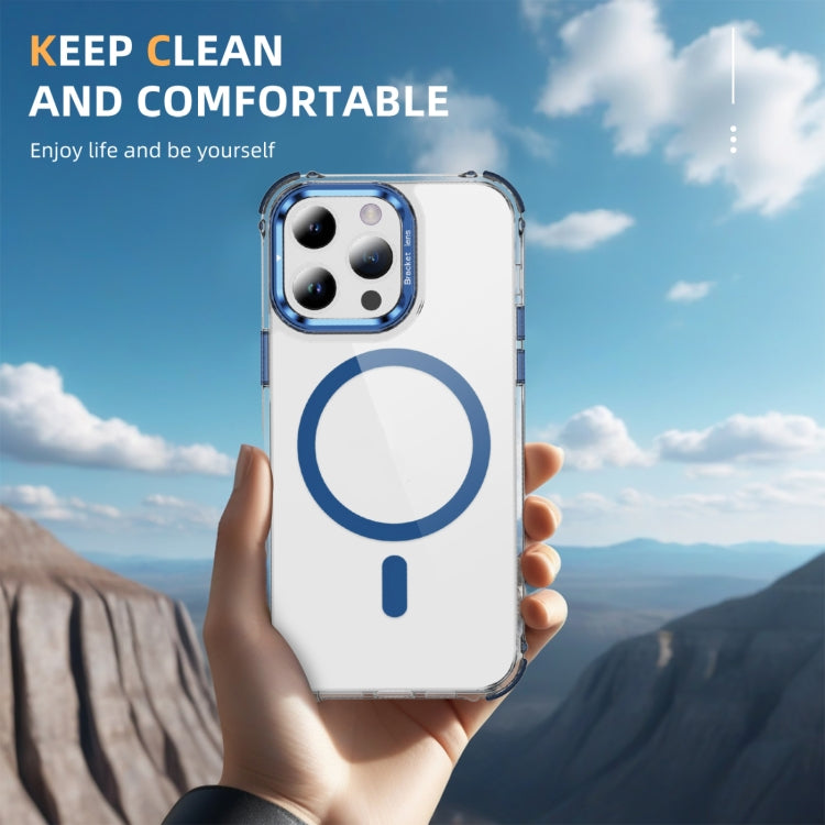 For iPhone 14 Pro Max Rainbow Series Transparent MagSafe Lens Holder Phone Case