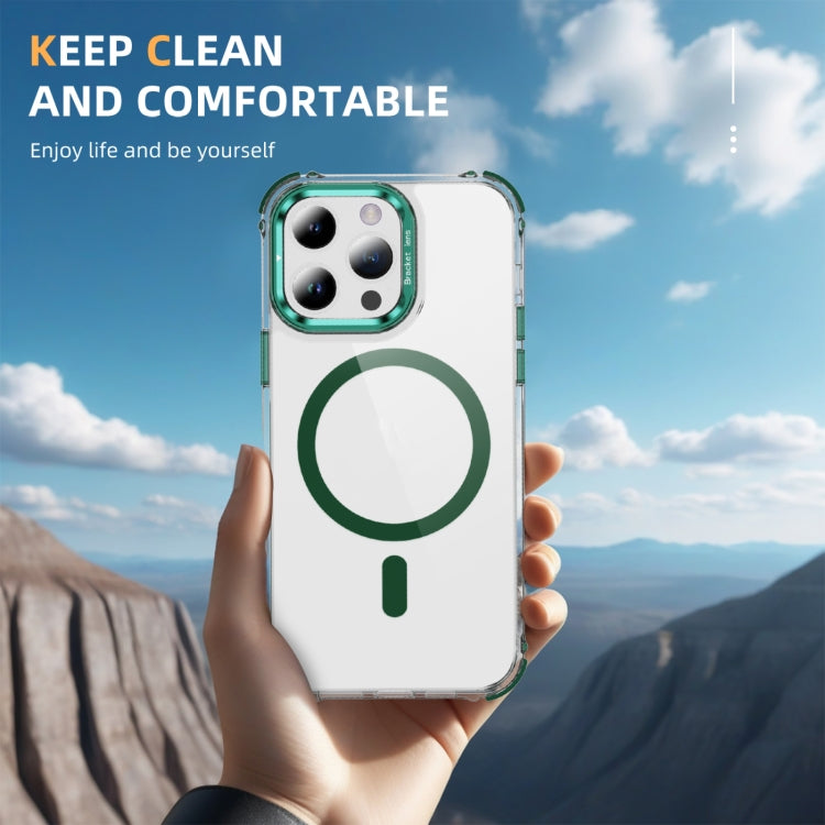 For iPhone 14 Pro Max Rainbow Series Transparent MagSafe Lens Holder Phone Case