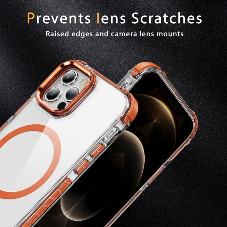 For iPhone 12 Pro Max Rainbow Series Transparent MagSafe Lens Holder Phone Case