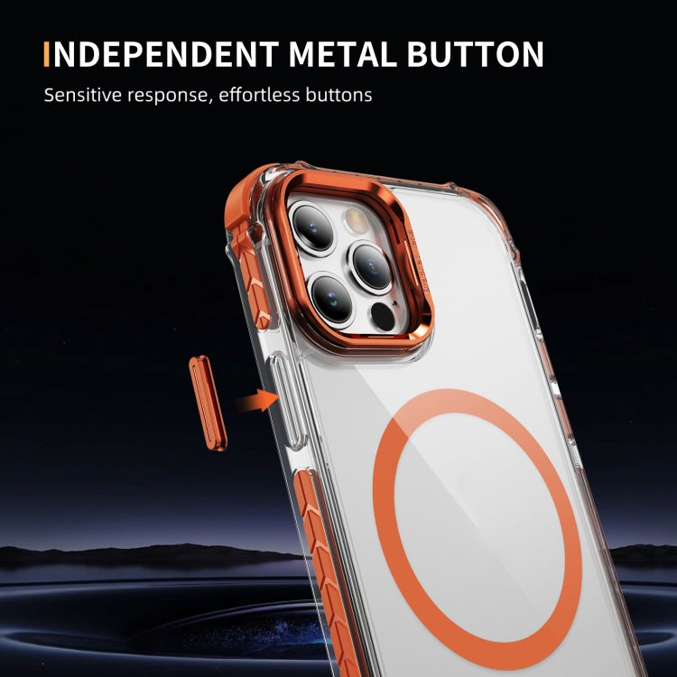 For iPhone 12 Pro Max Rainbow Series Transparent MagSafe Lens Holder Phone Case
