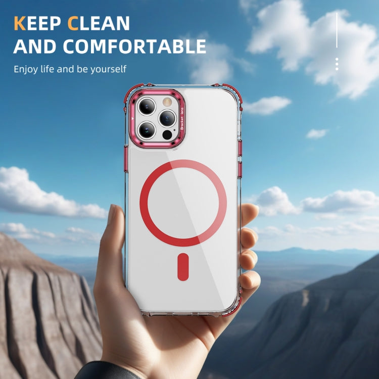 For iPhone 12 Pro Max Rainbow Series Transparent MagSafe Lens Holder Phone Case