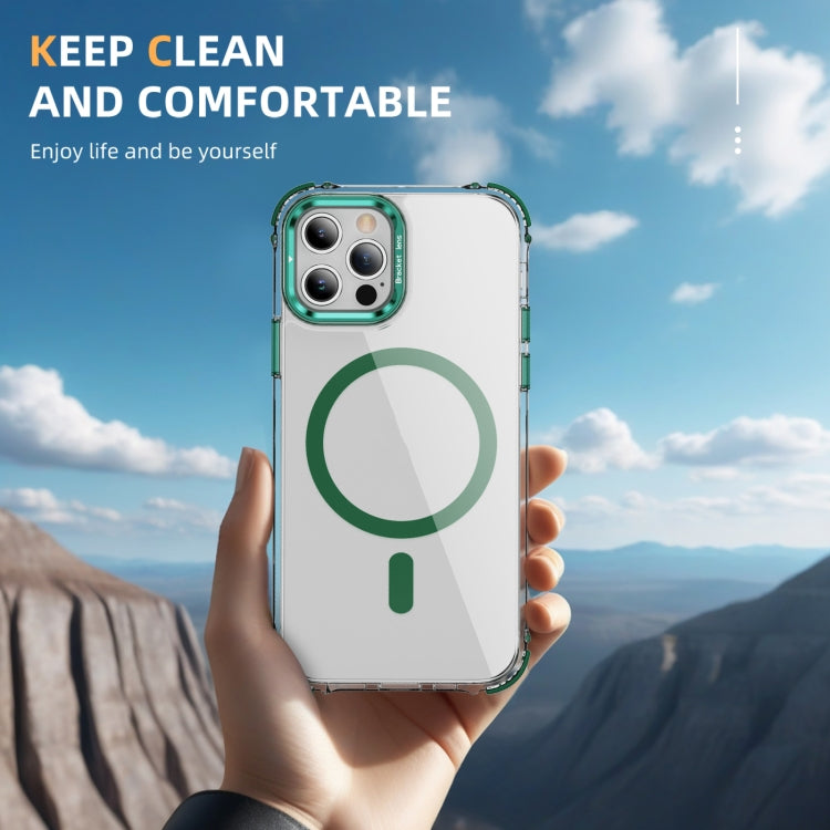 For iPhone 12 Pro Max Rainbow Series Transparent MagSafe Lens Holder Phone Case