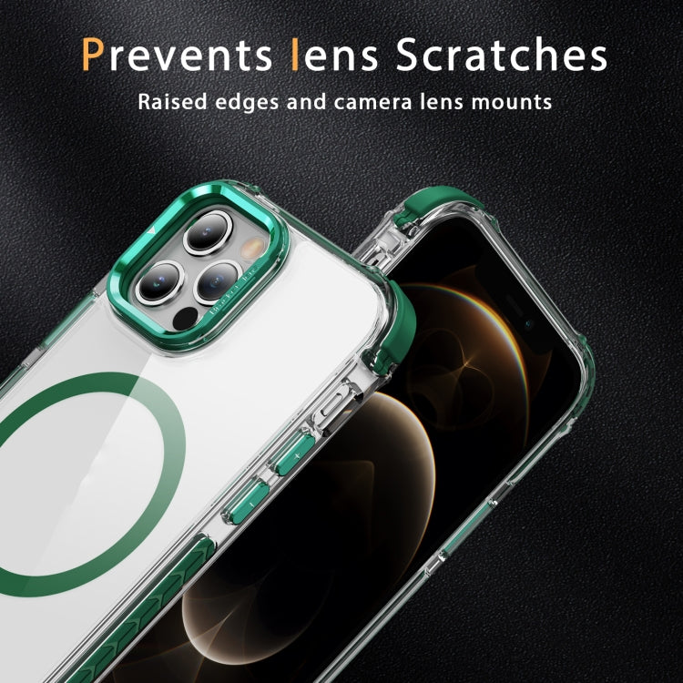 For iPhone 12 Pro Max Rainbow Series Transparent MagSafe Lens Holder Phone Case