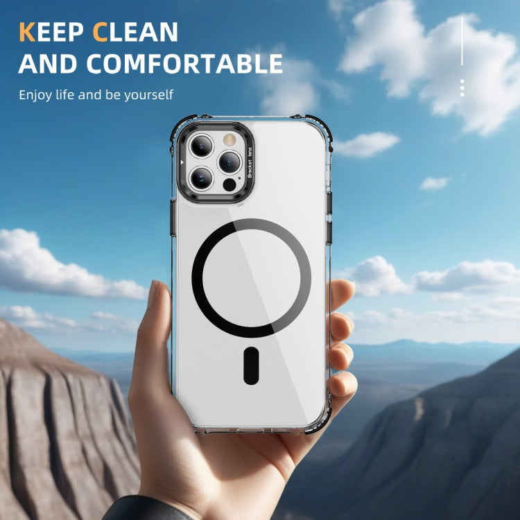 For iPhone 12 Pro Rainbow Series Transparent MagSafe Lens Holder Phone Case
