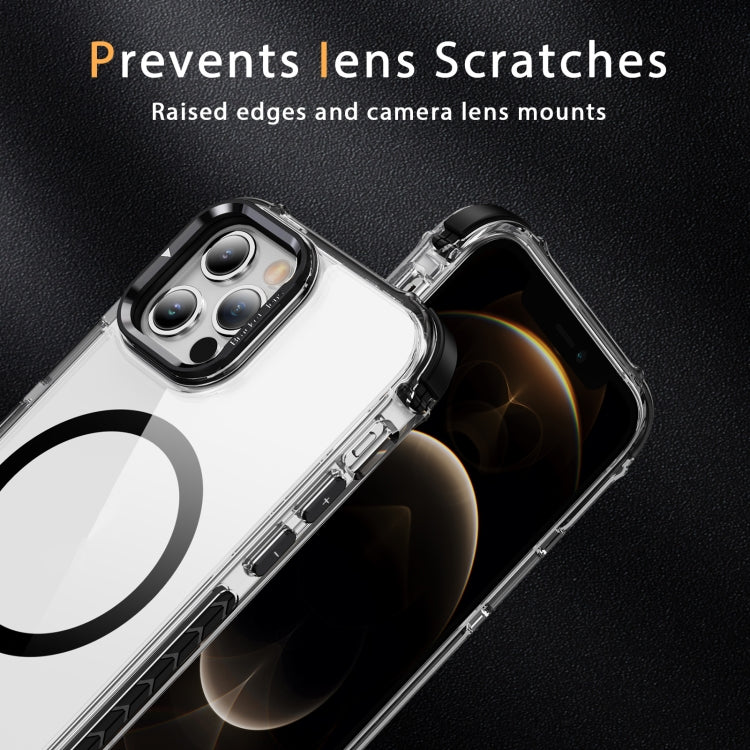 For iPhone 12 Pro Rainbow Series Transparent MagSafe Lens Holder Phone Case