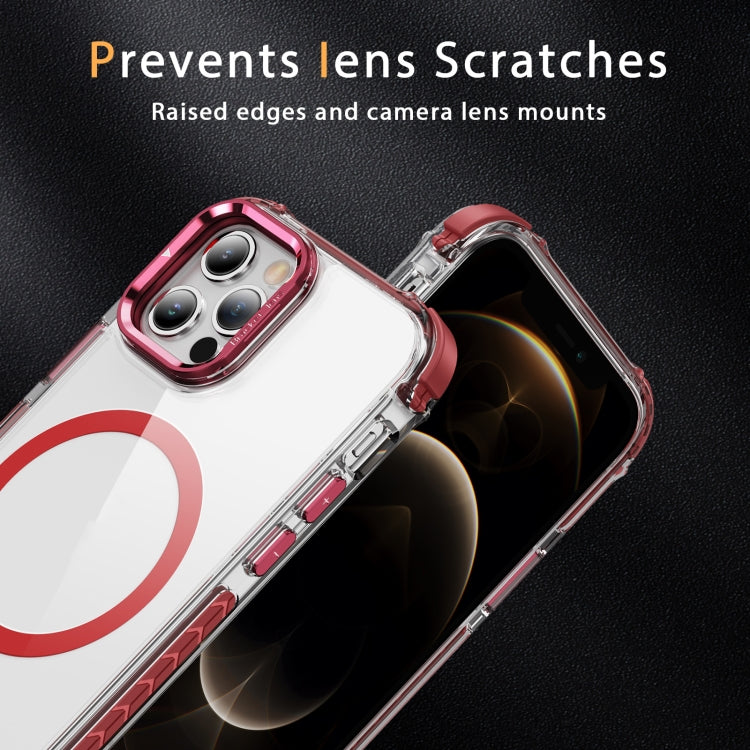 For iPhone 12 Pro Rainbow Series Transparent MagSafe Lens Holder Phone Case