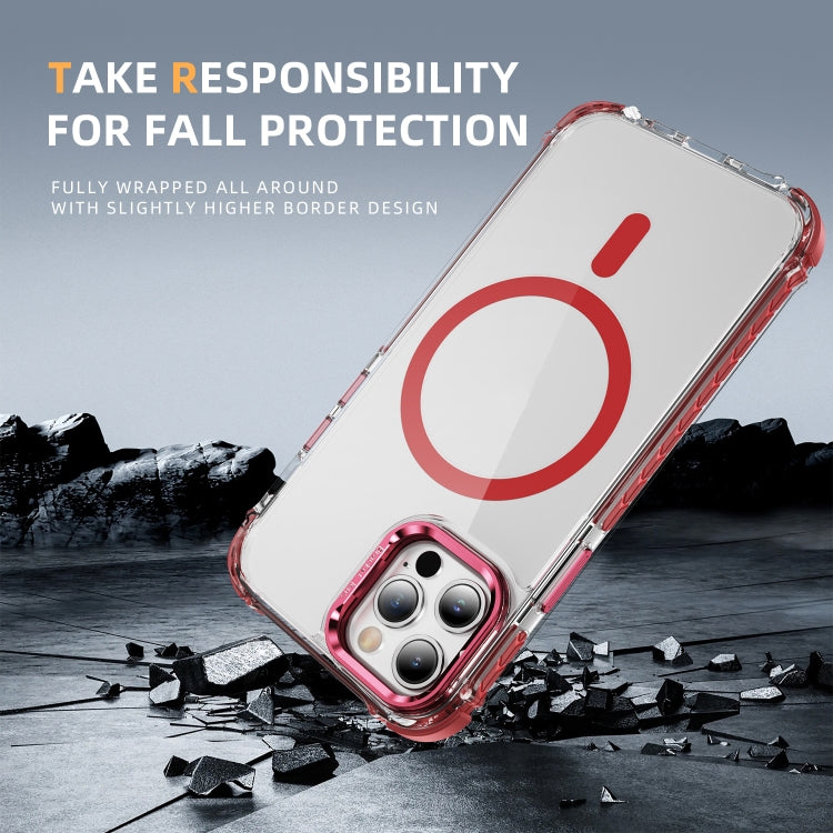 For iPhone 12 Pro Rainbow Series Transparent MagSafe Lens Holder Phone Case