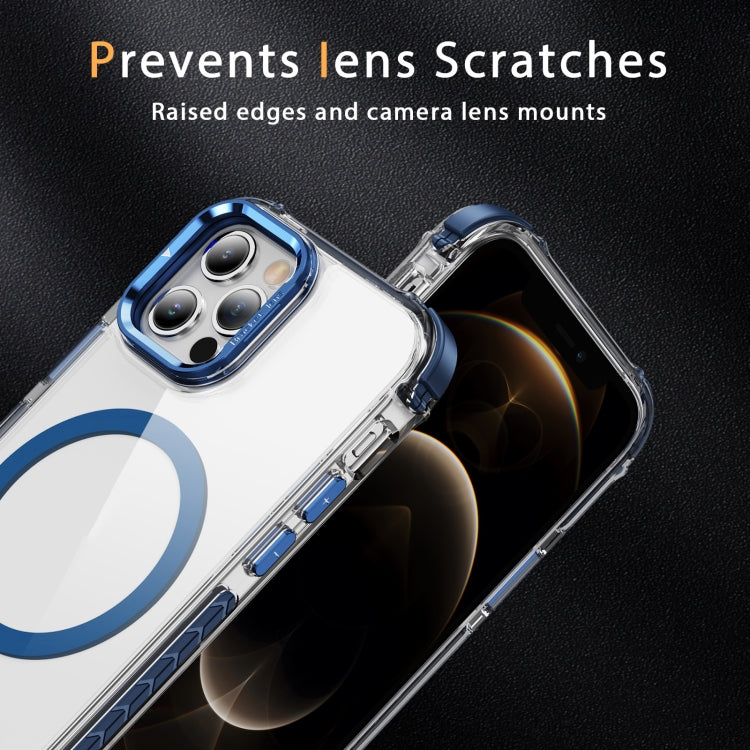 For iPhone 12 Pro Rainbow Series Transparent MagSafe Lens Holder Phone Case