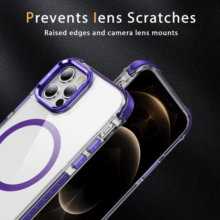 For iPhone 12 Pro Rainbow Series Transparent MagSafe Lens Holder Phone Case