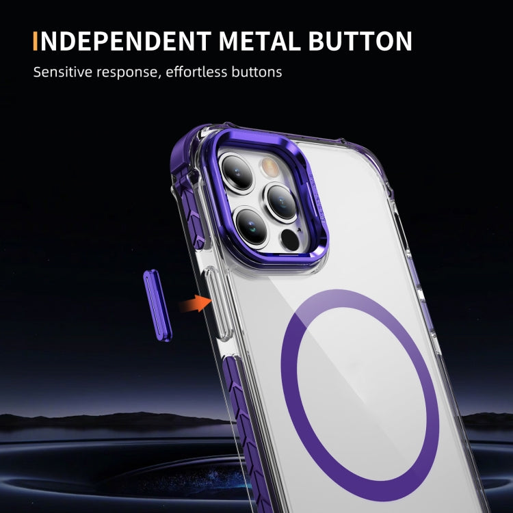 For iPhone 12 Pro Rainbow Series Transparent MagSafe Lens Holder Phone Case