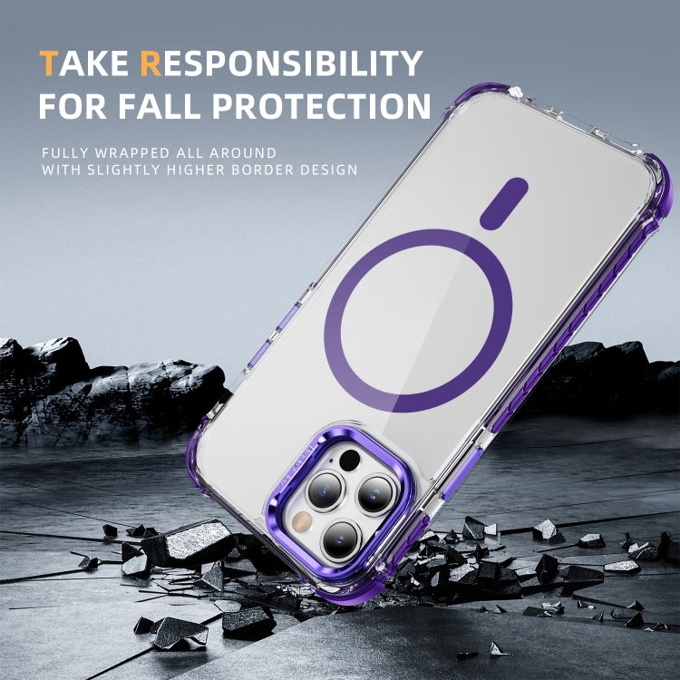 For iPhone 12 Pro Rainbow Series Transparent MagSafe Lens Holder Phone Case