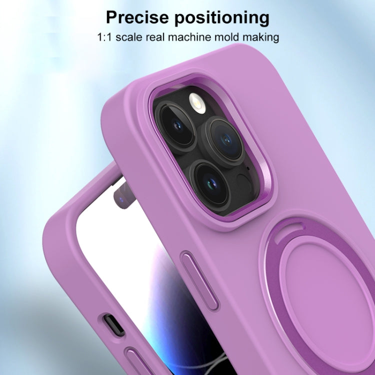 For iPhone 13 Pro Liquid Silicone MagSafe Metal Ring Holder Phone Case