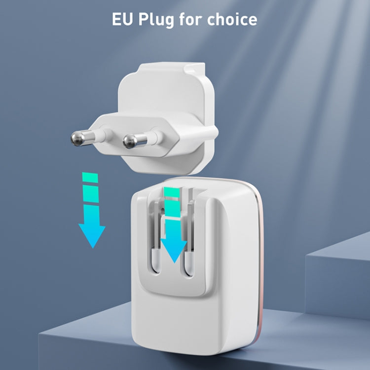LDNIO A1204Q QC3.0 18W USB Fast Charger with 1m USB to Micro USB Cable, Plug Type:EU Plug - White Gold