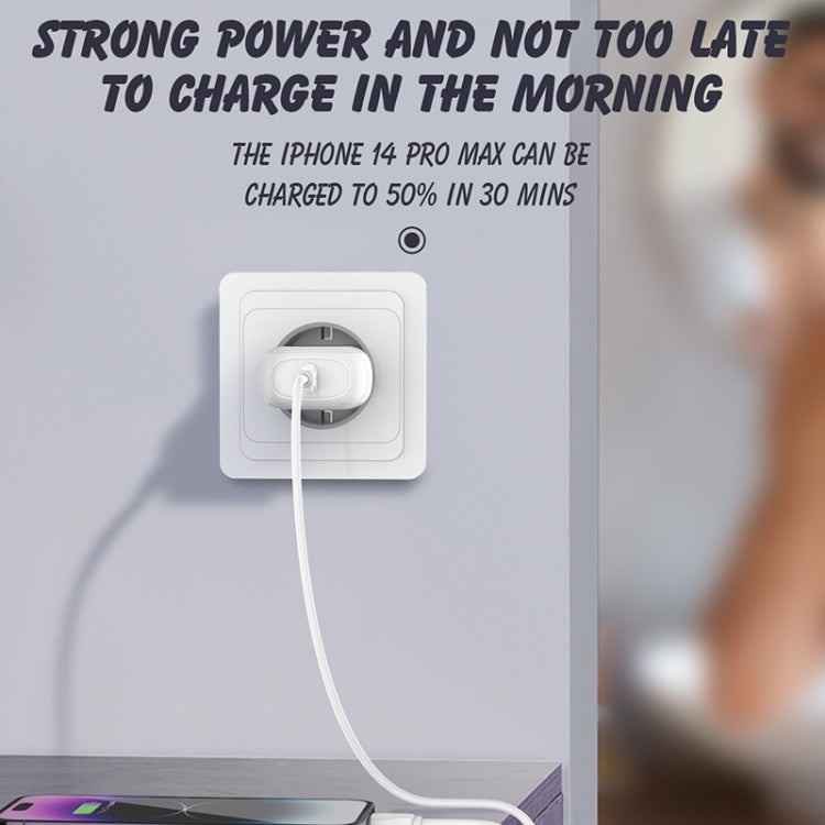 LDNIO A1206C PD27W USB-C / Type-C Fast Charger with 1m 8 Pin Cable, Plug Type:EU Plug - White