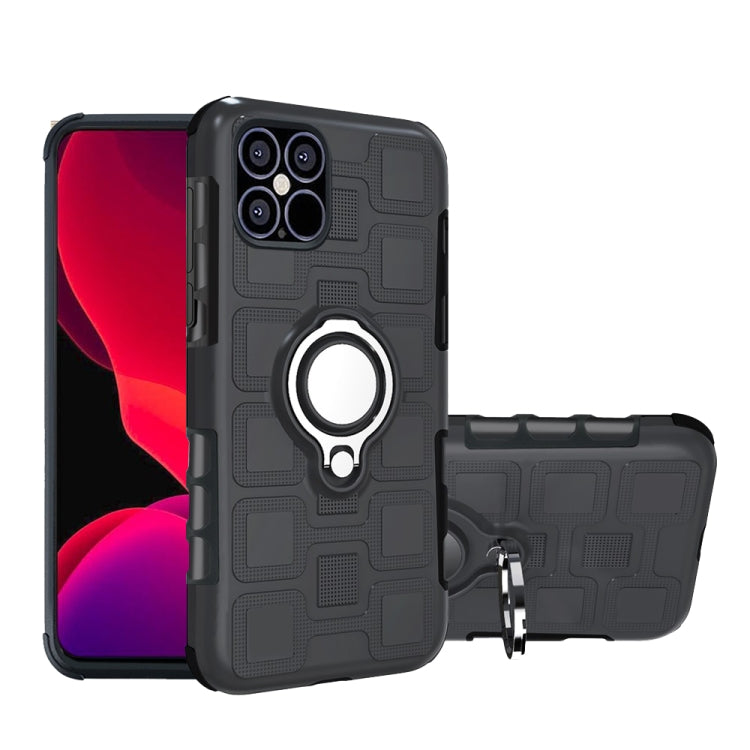 For iPhone 12 mini 2 In 1 Cube PC + TPU Protective Case with 360 Degrees Rotate Silver Ring Holder