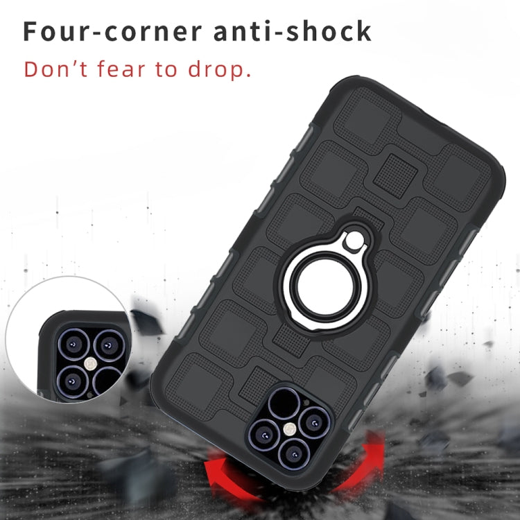 For iPhone 12 mini 2 In 1 Cube PC + TPU Protective Case with 360 Degrees Rotate Silver Ring Holder
