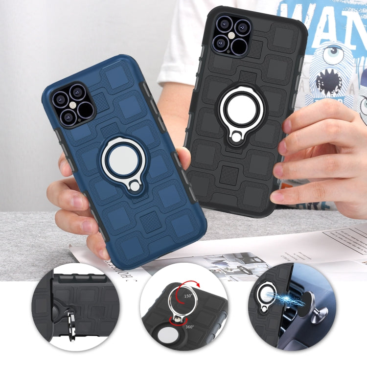 For iPhone 12 mini 2 In 1 Cube PC + TPU Protective Case with 360 Degrees Rotate Silver Ring Holder