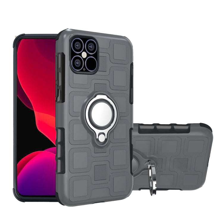 For iPhone 12 mini 2 In 1 Cube PC + TPU Protective Case with 360 Degrees Rotate Silver Ring Holder