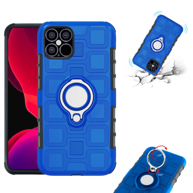 For iPhone 12 mini 2 In 1 Cube PC + TPU Protective Case with 360 Degrees Rotate Silver Ring Holder