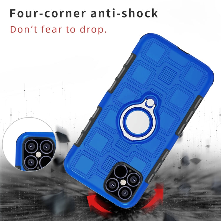 For iPhone 12 mini 2 In 1 Cube PC + TPU Protective Case with 360 Degrees Rotate Silver Ring Holder