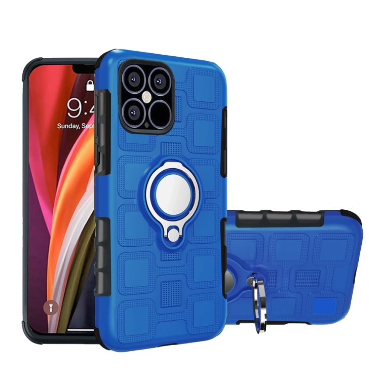 For iPhone 12 Pro Max 2 In 1 Cube PC + TPU Protective Case with 360 Degrees Rotate Silver Ring Holder